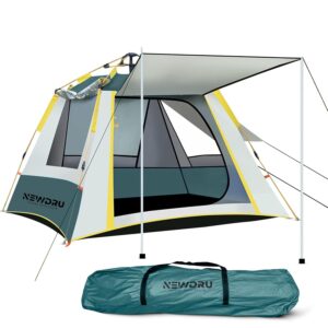 NEWDRU CampGuard Pro Waterproof Camping Tent for 3-4 Person | UV Protection, Lightweight & Easy Setup | Perfect for Hiking, Trekking & Outdoor Adventures - (Silver-Olive)